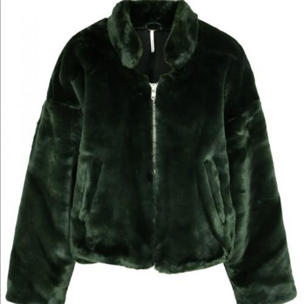Free People, Size Small, Green Faux Fur